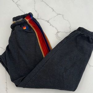 Aviator nation, women’s sweatpants - black/velvet stripes xs